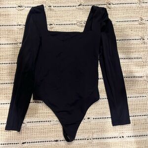 Aritzia Babaton Black Long Sleeve Square Neck Bodysuit